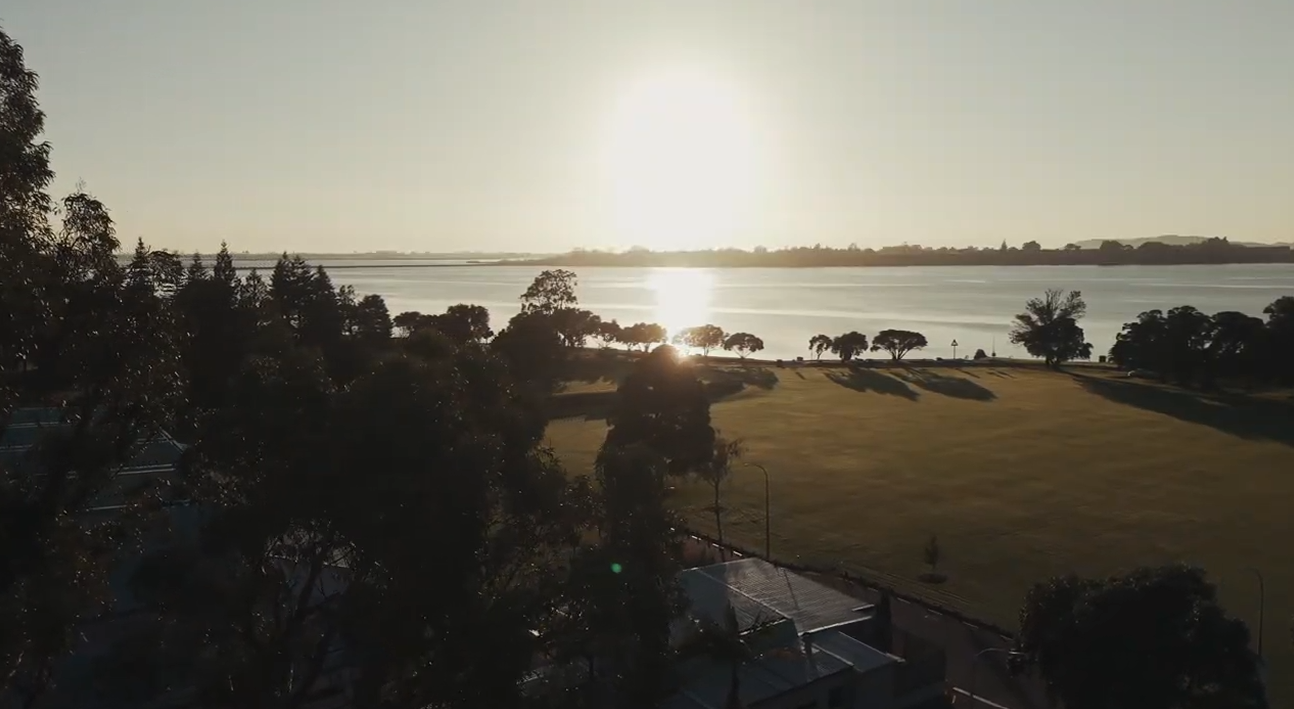 Tauranga harbour aerial, Mauao beyond